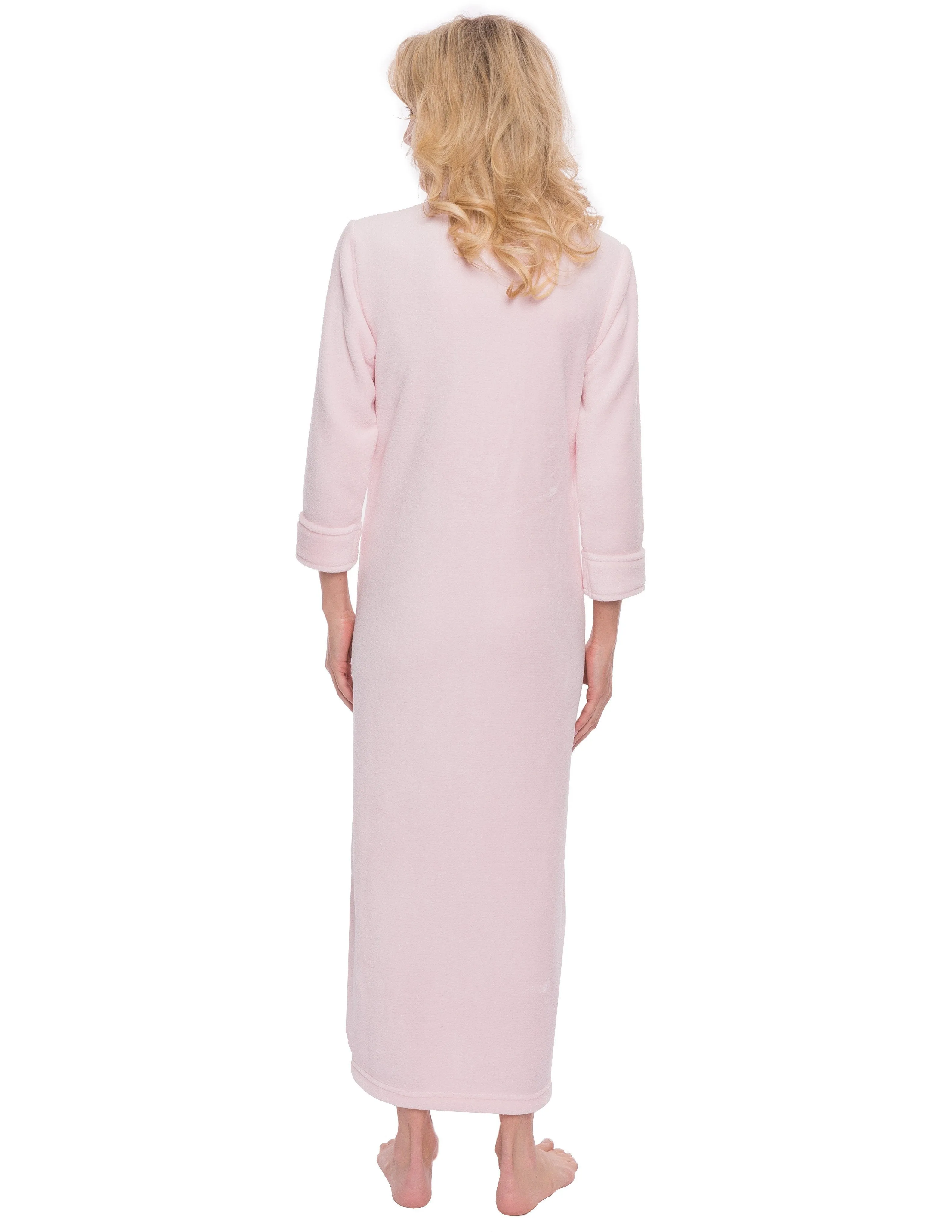 Women's Premium Coral Fleece Plush Caftan - Light Pink