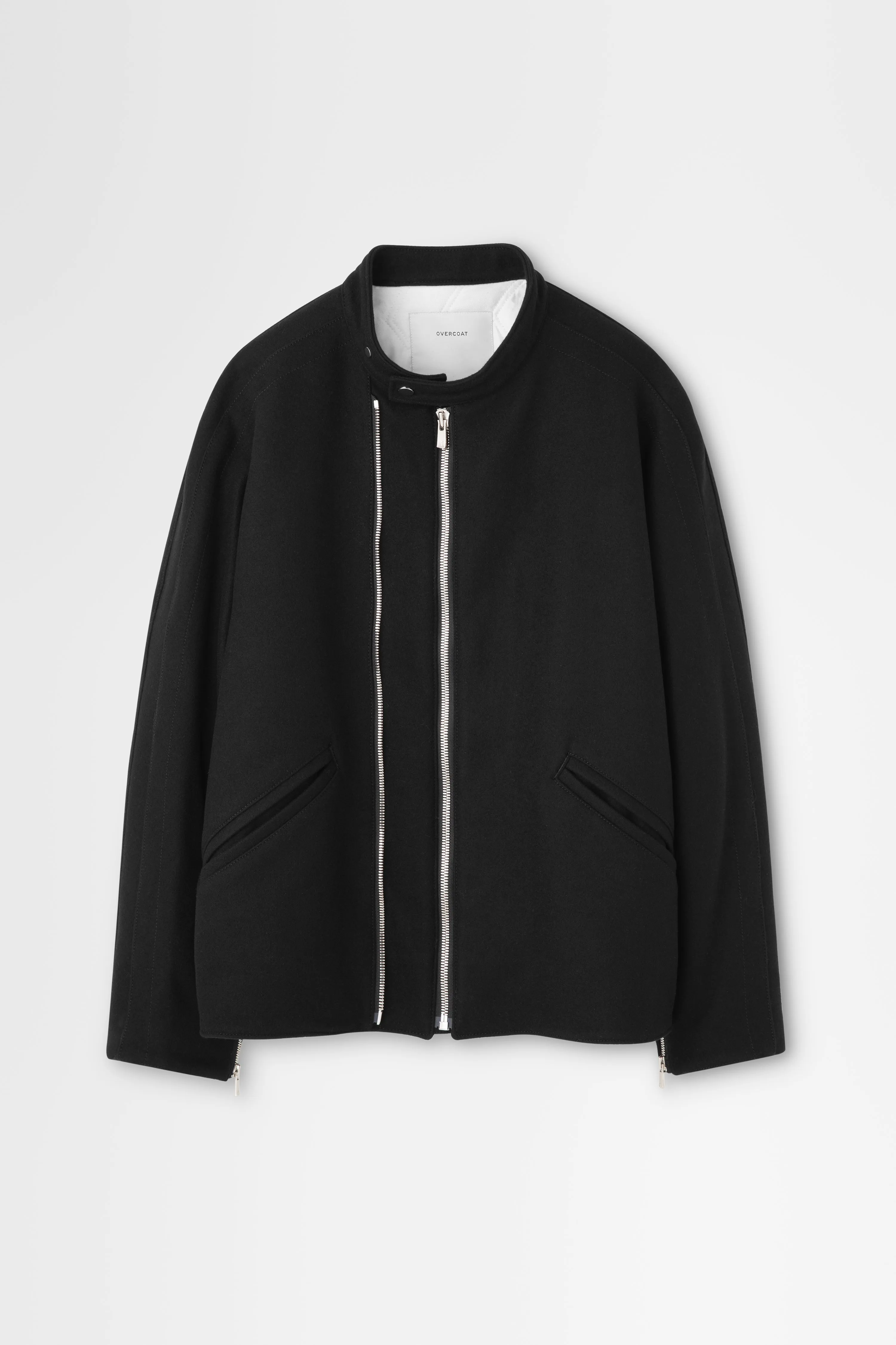 Wool Melton Double-Zip Blouson in Black